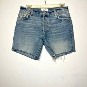 We the Free Blue Jean Boho Beach Raw Hem Cotton Shorts Sz 26